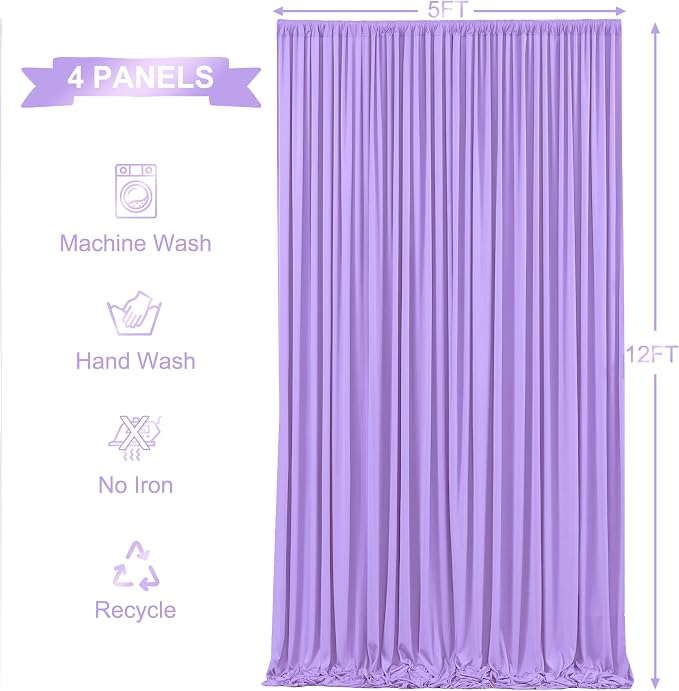 4 Panels Lavender Backdrop Curtains - Image 6