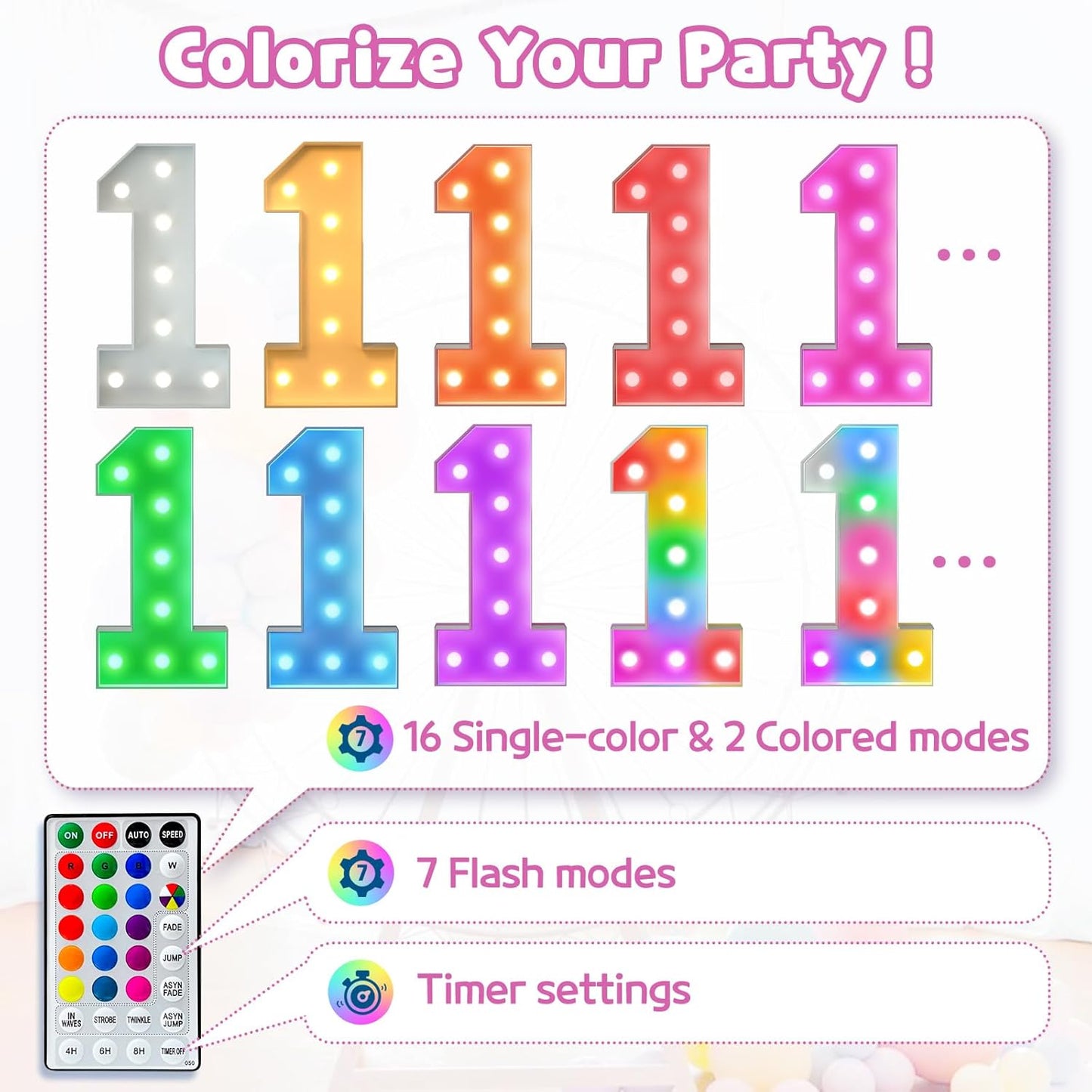 Marquee Numbers 10th-Birthday Decoration: Colorful 3FT Large Light Up 10 Year Old Birthday Decorations Anniversary Backdrop for Boys Girls Cardboard Sign 18 Colors Number 10 Mosaic Balloon Frame