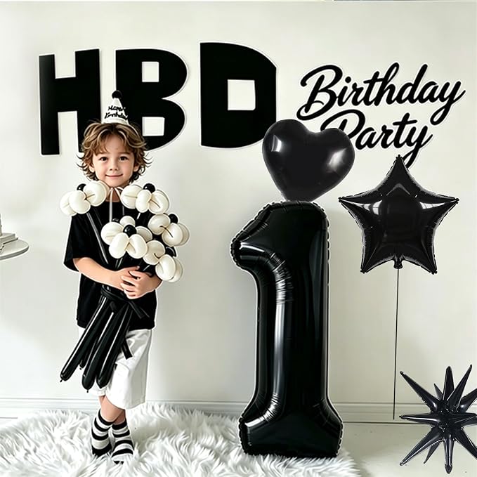 TONIFUL 5th Birthday Balloons Kit 40 Inch Black Large Number 5 Foil Balloon | - Image 3