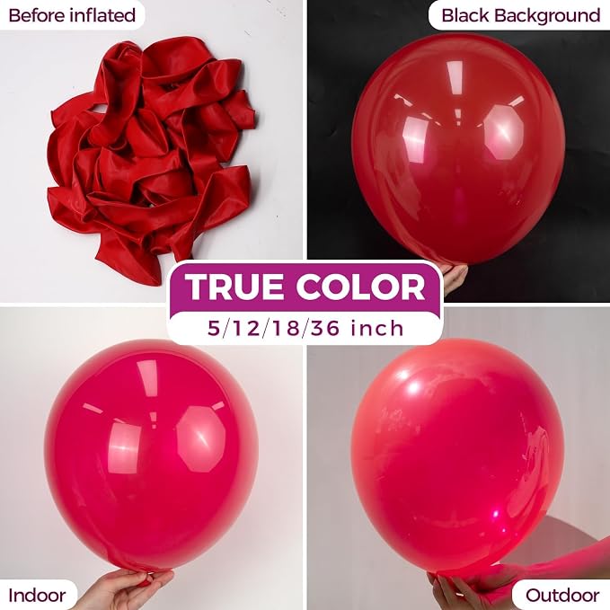 Bezente Red Balloons Latex Party Balloons 100 Pack 12 inch | Red Balloons - Image 2
