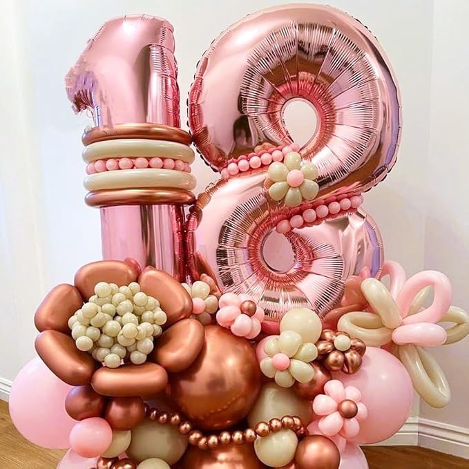 Rose Gold 1 Number Balloons, 40 Inch Big 1 Balloon Numbers Rose Gold 1 Foil - Image 3