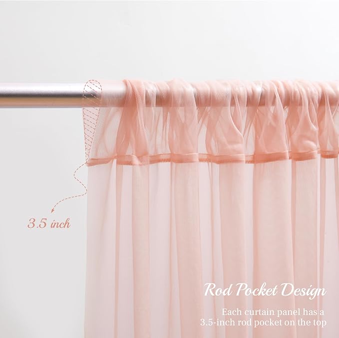 20x10ft Peach Tulle Backdrop Curtain - Image 2