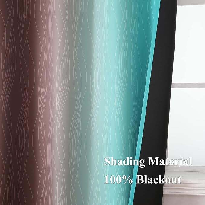 Brown and Teal Blackout Curtains & Drapes - Image 5