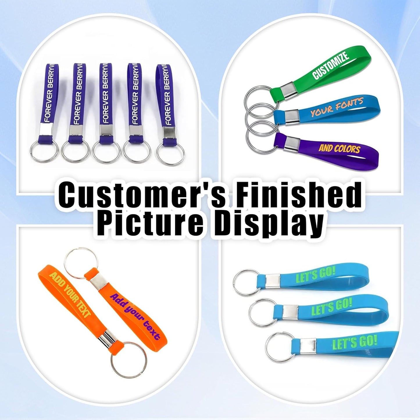 50 Personalized Silicone Keychains for Backpack Key Cellphone, Custom Silicone Keyrings CustomText/Icon for Adults
