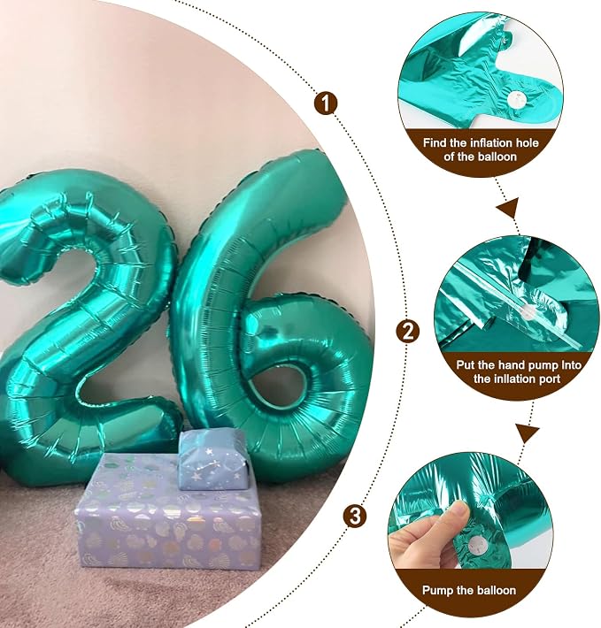 6 Balloon 40 inch Teal Blue Number Balloons - Image 6