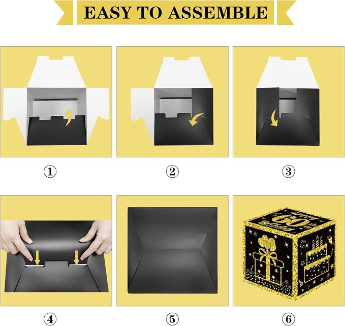 Eiurteao 3pcs Black Gold 60th Birthday Decorations Boxes - Image 6