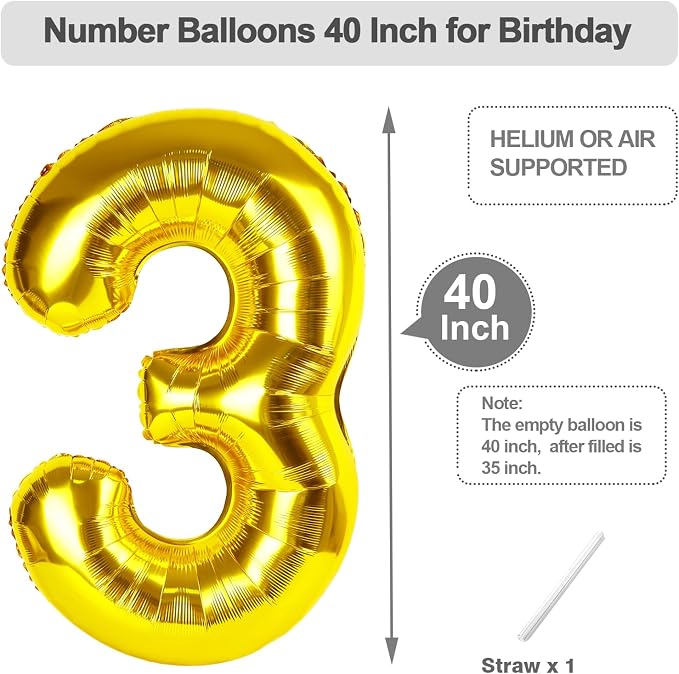 Number 2 Balloons 40 Inch Gold Balloon Birthday Decorations - Image 5