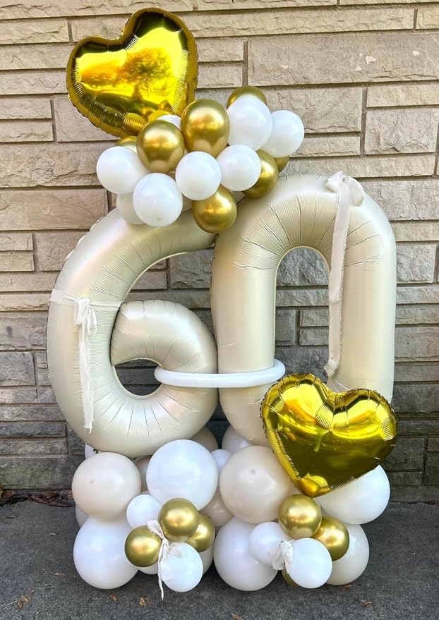 0 Balloon Number 40 Inch Cream Balloons - Image 2