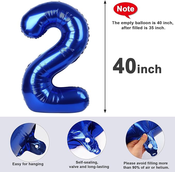 40 Inch Number 2 Balloon, Inflation Straw & Self-Sealing, Leak-Proof Aluminum - Image 6
