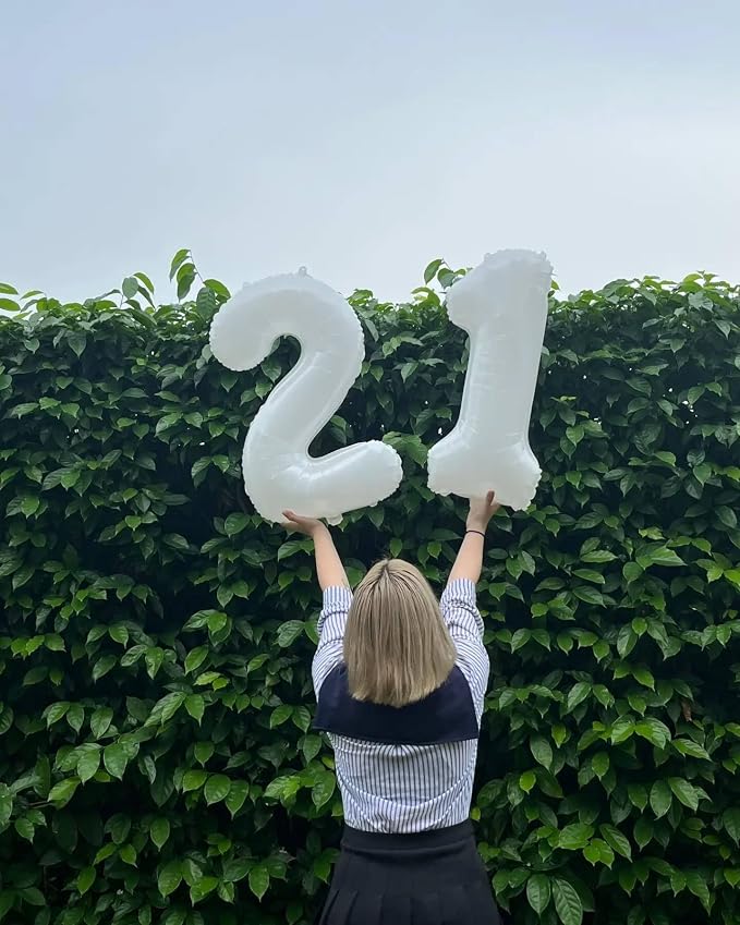 6 Balloon - White Birthday Number Balloons, 40 Inch Decorations Men Women | - Image 9