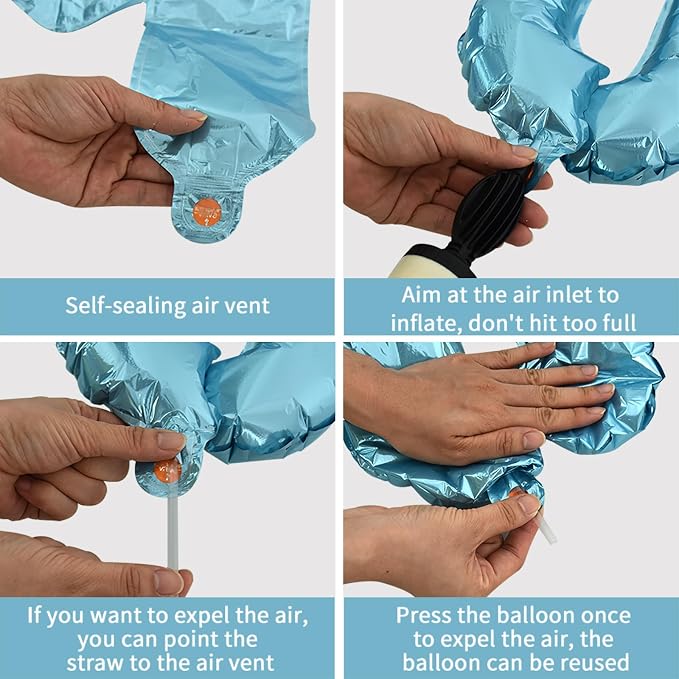 TONIFUL 65 Pcs 16 Inch Light Blue Happy Birthday Balloons and 2 Sets A-Z Foil - Image 3