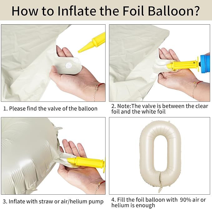 40 Inch Cream Number 0 Balloon, Digital 0 Cream White Giant 0 Foil Balloon - Image 8