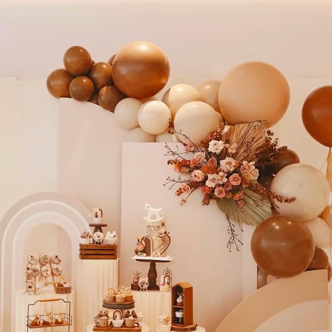 Voircoloria 130pcs Coffee Brown Balloons Garland Arch Kit, 18 12 10 5 Inch | - Image 4