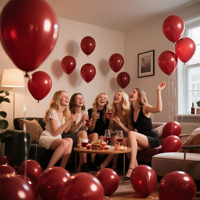 18 Inch Burgundy Balloons 12 Pack Big Thick Latex Dark Ruby Large Retro Wine - Image 4
