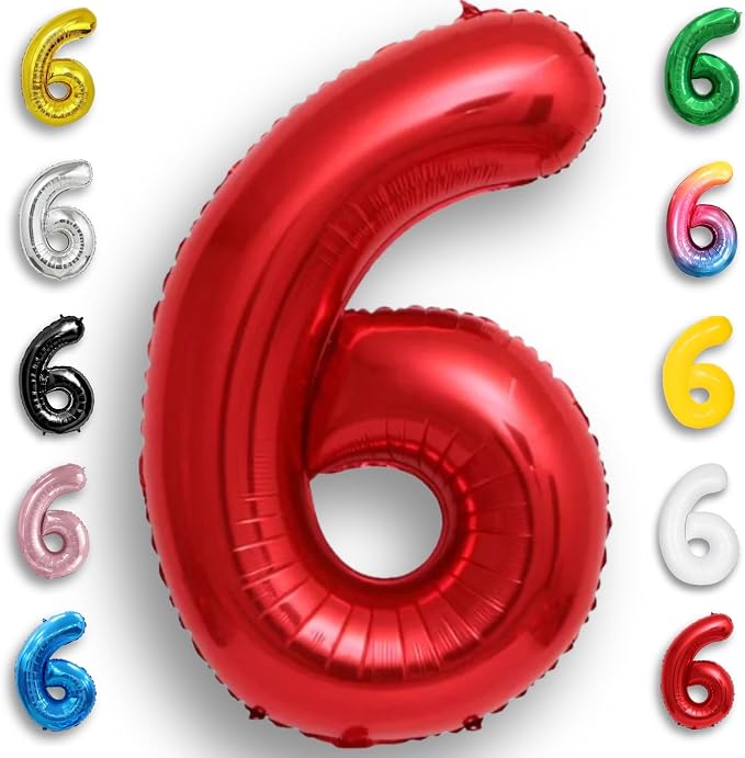 Red Number Balloon 6 Mylar Foil Balloons 40 inch by Unknown