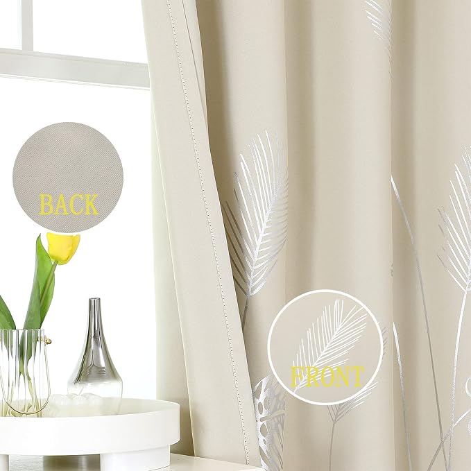 Tropical Tree Window Curtains Grommet Silver Palm Tree Blackout Curtains Window - Image 3