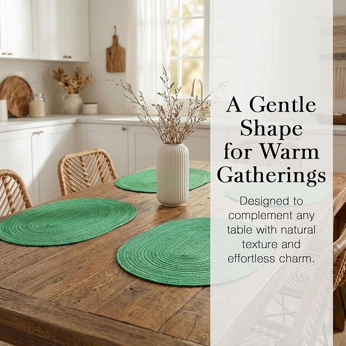 Placemats Set of 4, Woven Oval Braided Dining Table Mats | 12 x 17.5 Inch Size - Image 6