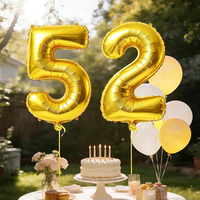 40 Inch Number 52 Balloons for 52nd Birthday Party Decorations, 0-100 Gold - Image 3