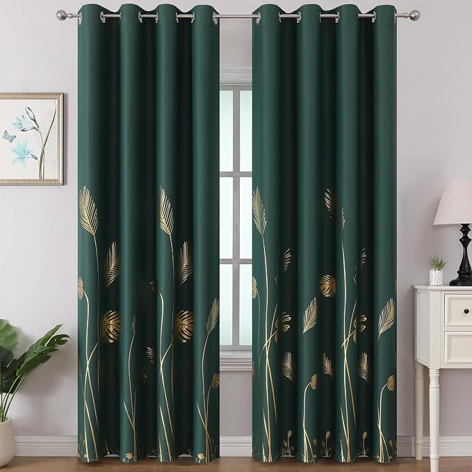Green Blackout Curtains for Bedroom 84 Inches Long, Thermal Insulated Energy by ESTELARTEXTILER