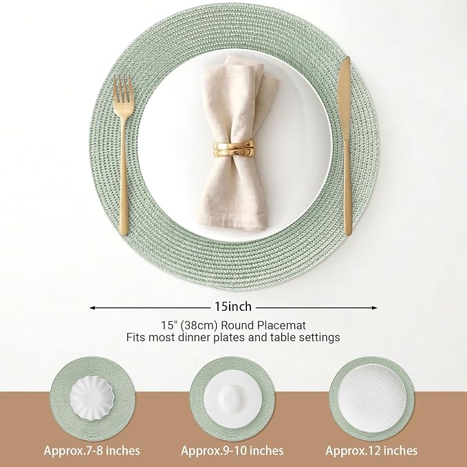 FunWheat Round Braided Placemats Set of 4 Table Mats - Image 2