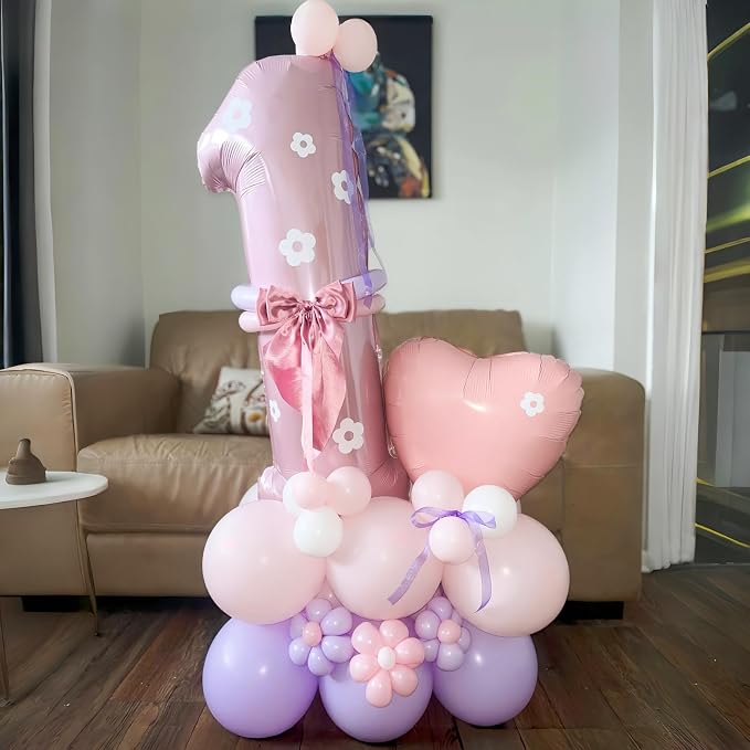 40'' Pink Number 9 Balloon, Self Inflating Foil Light Pink Number Balloons Set - Image 7
