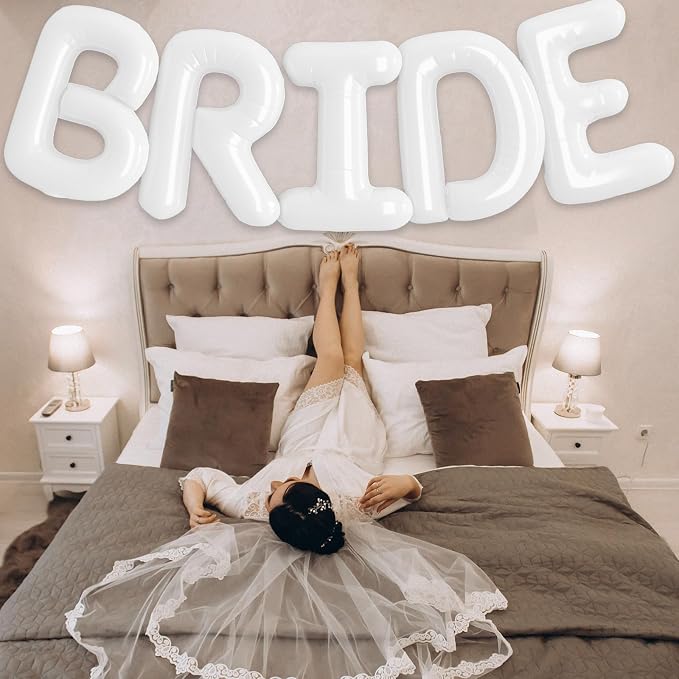BRIDE Balloons Bachelorette Party Decorations, 40 Inch White Bride Letter Mylar - Image 5
