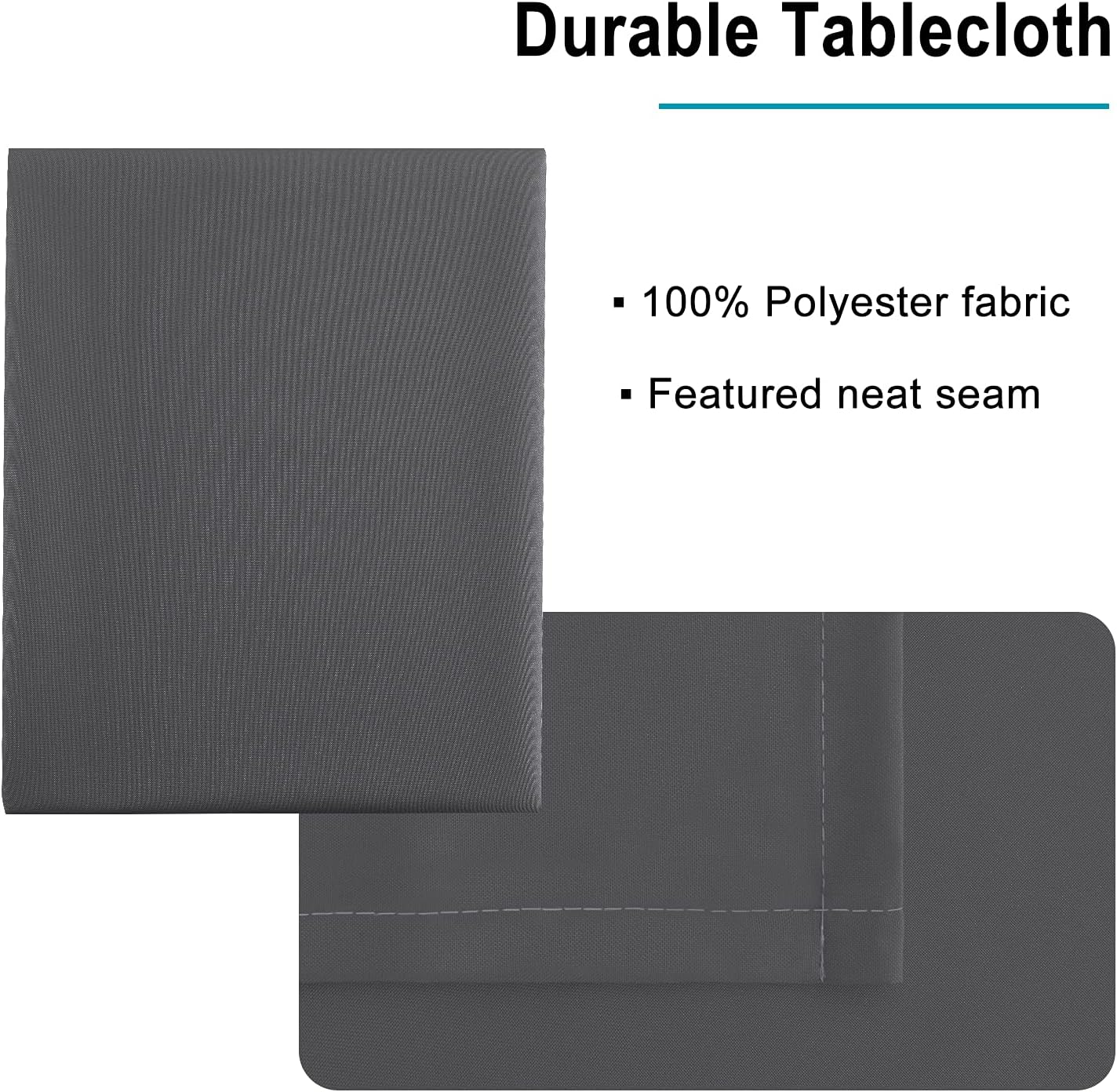 Hiasan Square Tablecloth - Waterproof and Spillproof Dining Room Washable Polyester Table Cloth for Dining Room, 30 x 30 Inch, Grey