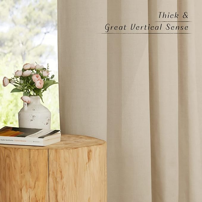 NICETOWN Thick Linen Blend Curtains Flax Textured - Image 6