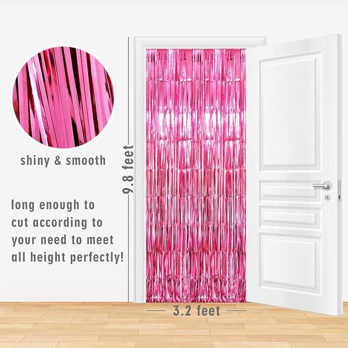 GOER 3.2 ft x 8.2 ft Metallic Tinsel Foil Fringe Curtains Party Photo Backdrop - Image 2