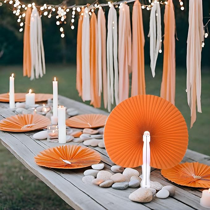 24 Pieces Multicolor Round Paper Fans | Foldable Handheld Fans - Image 5