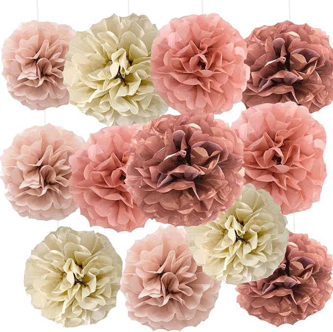 We Moment Blush Pink Rose Gold Tissue Paper Flowers Decorations by We+Moment
