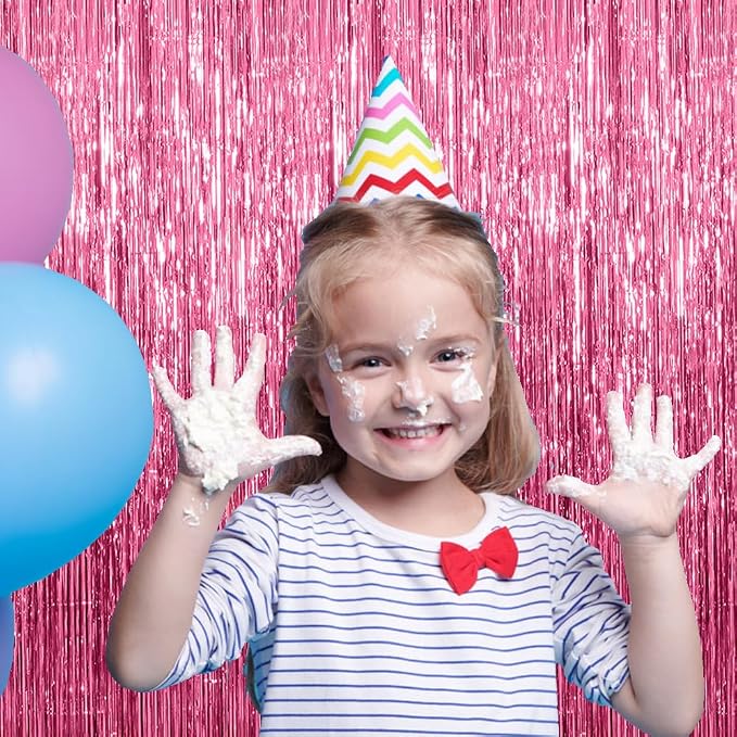 BOMSI 10 Pack Pink Backdrop Party Decorations Tinsel Curtain Party Backdrop - Image 3