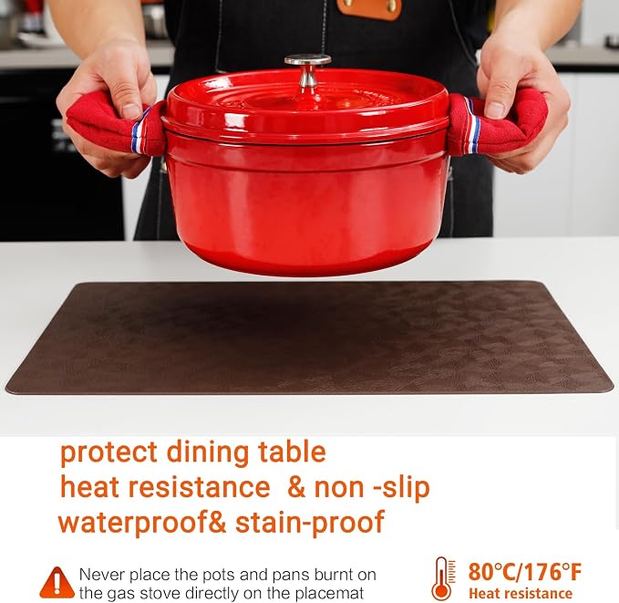 Vinyl Placemats Set of 4 Heat Resistant Easy Clean Non-Slip Place Mats - Image 4