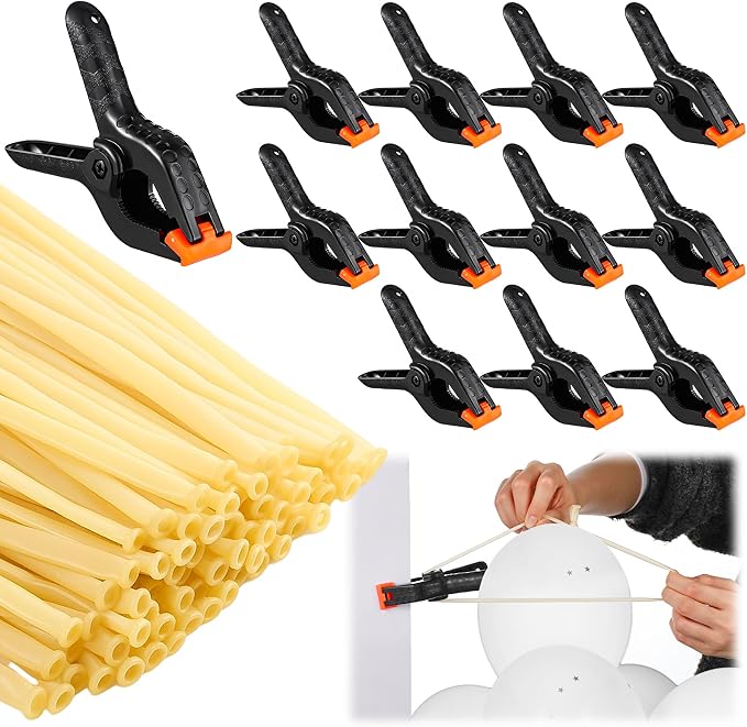 LemonRoad 12 Pack Large Balloon Arch Clips 3.5 Inch Heavy Duty Black Clips and by Unknown