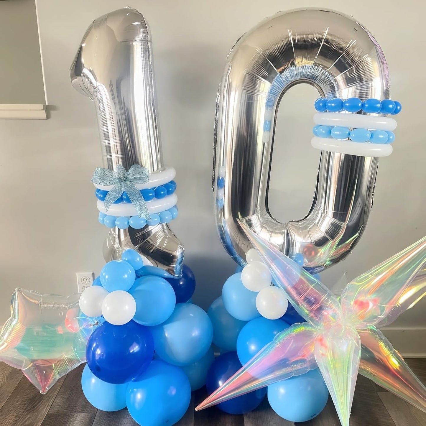 40 Inch Number 60 Balloons, Giant Silver Number 6 & 0 Helium Foil Balloon for Girls 60th Birthday Decor, Self Inflating Mylar 60 Balloon Numbers for Man Women Anniversary Party Decorations Supplies