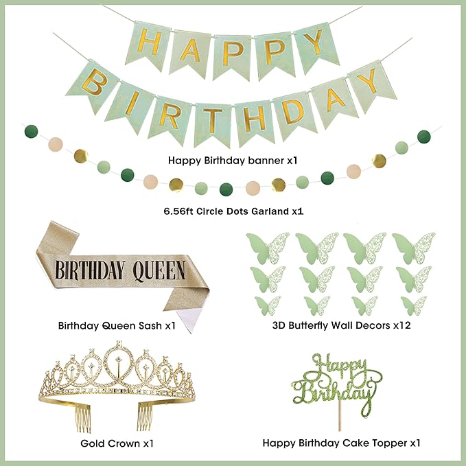 Amandir Sage Green Birthday Decorations - Image 4