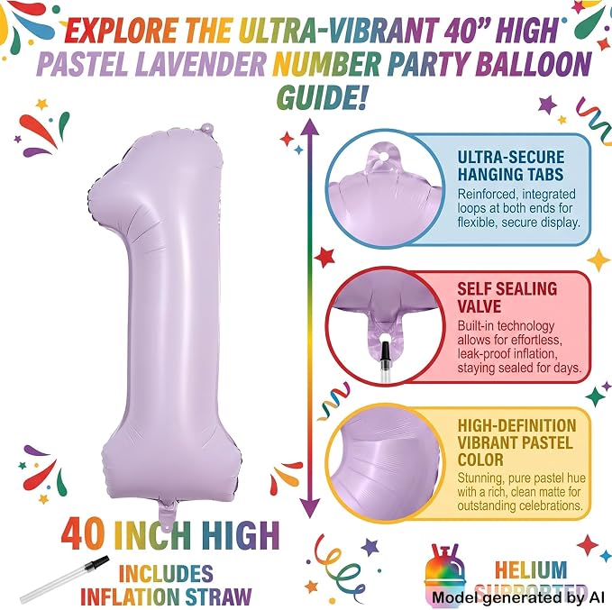40" Pastel Purple Foil Number 11 Balloon - Image 2