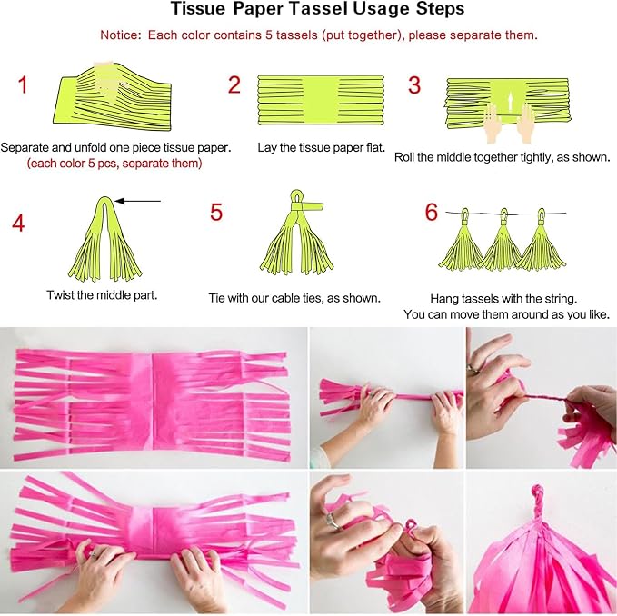 We Moment Black Red Gold Tissue Paper Tassels Party Tassel Garland Banner - Image 3
