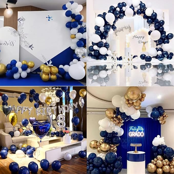 300 Pack Navy Blue Gold and White Balloons 5 Inch Metallic Latex Bulk Small - Image 5