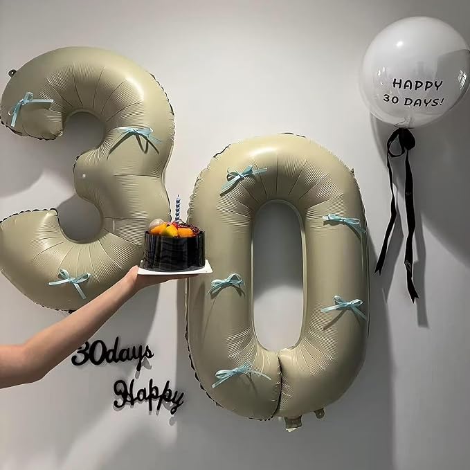 40 Inch Beige Number 0 Foil Balloon - Image 7