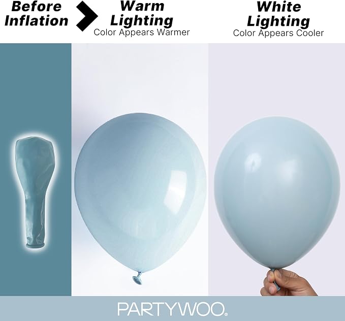 PartyWoo Dusty Blue Balloons 120pcs Light Blue Aqua Boho Color | 18 12 10 5 - Image 3