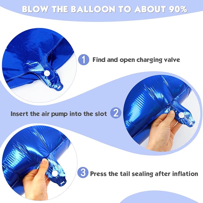 40 Inch Navy Blue Number 3 Balloon, 3rd Blue Birthday Party Decorations | 40 - Image 6