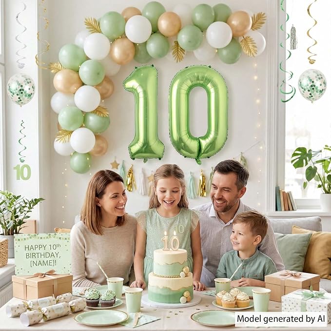 Light Green Number 0 Balloon 40 Inch, Shiny Foil Numeral Party Supplies | - Image 3