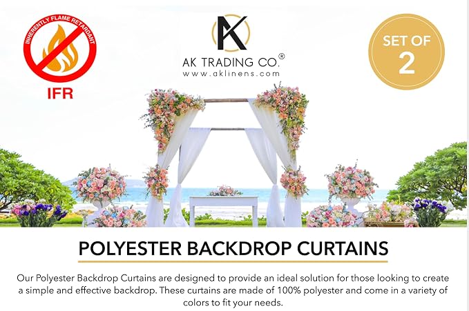 AK TRADING CO. 10 feet x 10 feet Sage IFR Polyester Backdrop Drapes Curtains - Image 4