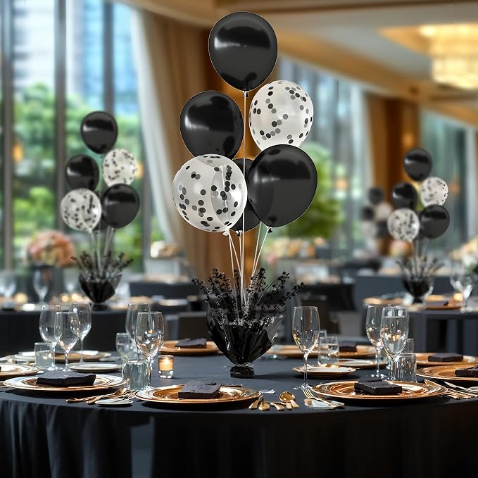 6 Set Black Table Balloons Foil Spray Centerpiece - Image 4