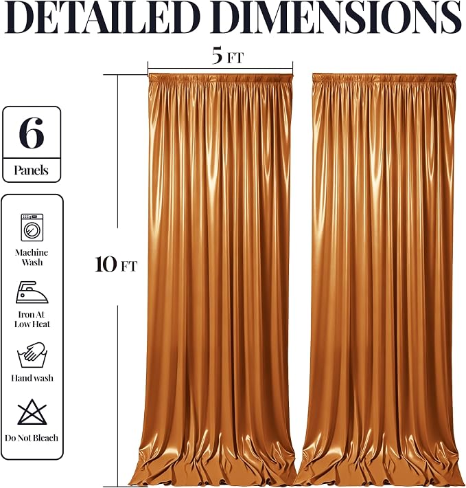 30x10ft Rust Orange Glitter Backdrop Curtain - Image 9
