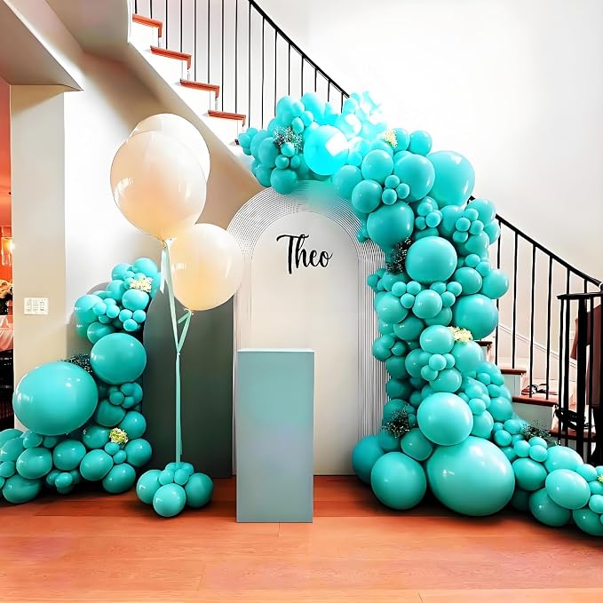 Awenztech 122pcs Teal Turquoise Latex Balloons in 18 12 10 5 inches | Wedding - Image 6