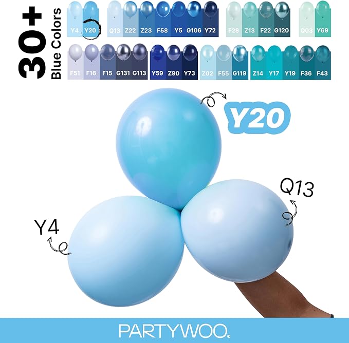 PartyWoo Light Blue Balloons 140pcs Different Sizes Pack of 18 12 10 5 Inch - Image 4