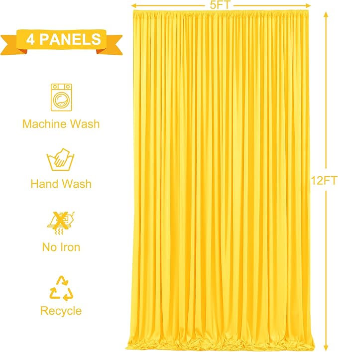 4 Panels Yellow Backdrop Curtains - Image 6
