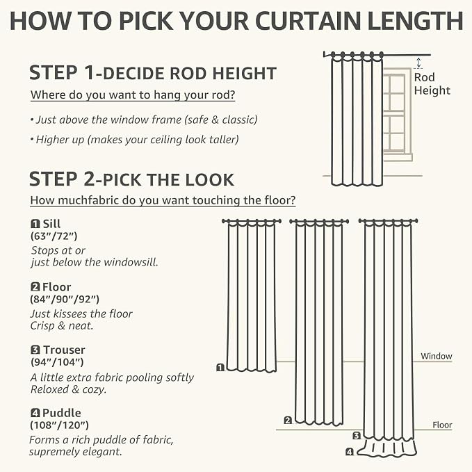 jinchan Black Floral Linen Curtains 84 Inch Rustic Drapes Back Tab 2 Panels | - Image 9